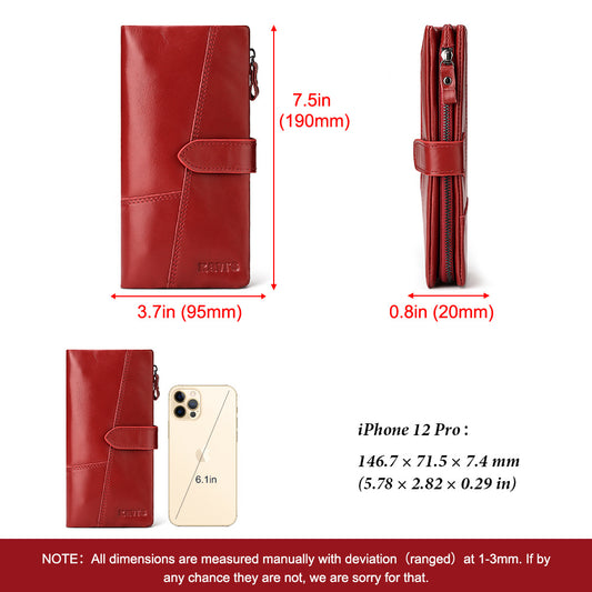 Modieuze telefoontas gemaakt van toplaag koeienhuid met meerdere kaartsleuven