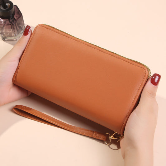 Portemonnee met dubbele ritssluiting voor dames, lang, met grote capaciteit