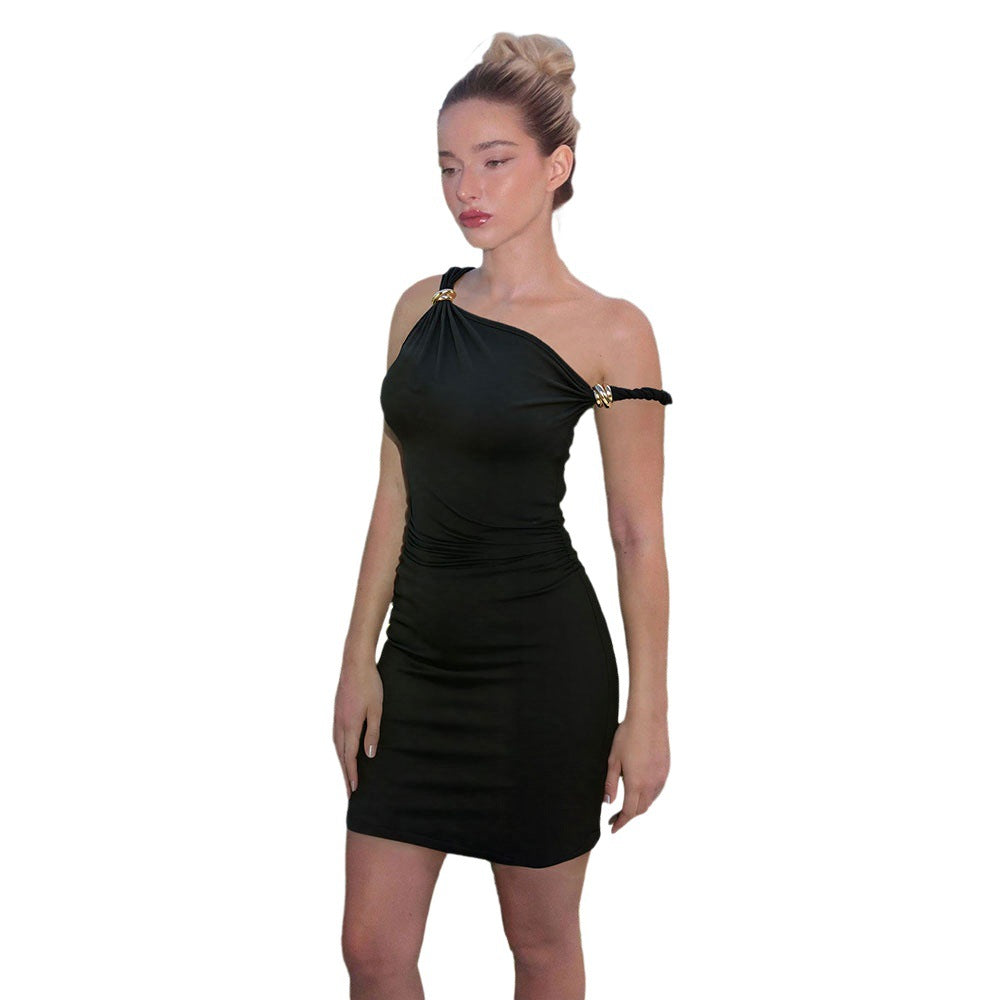 Womens Black Short Off-Shoulder Dress