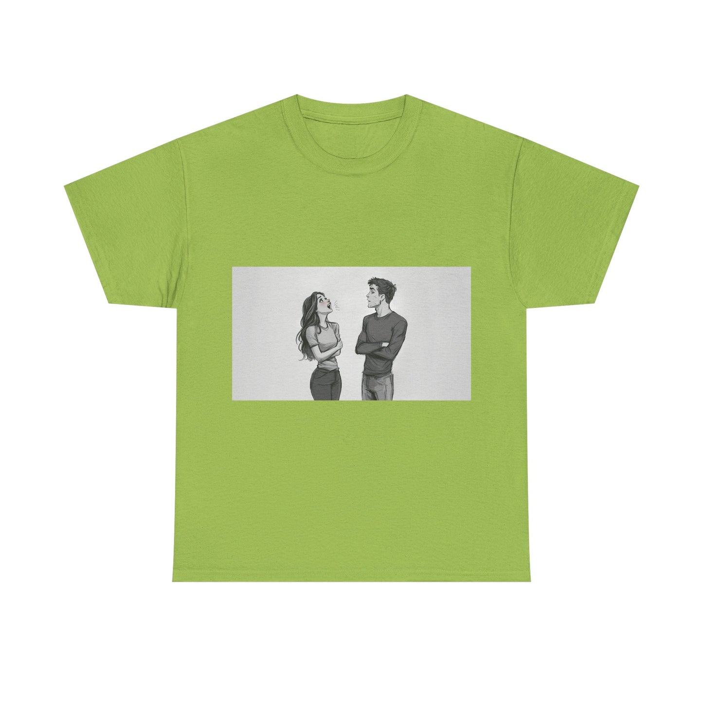 Couple Standoff Graphic Tee — Minimal Black & White Romantic Illustration
