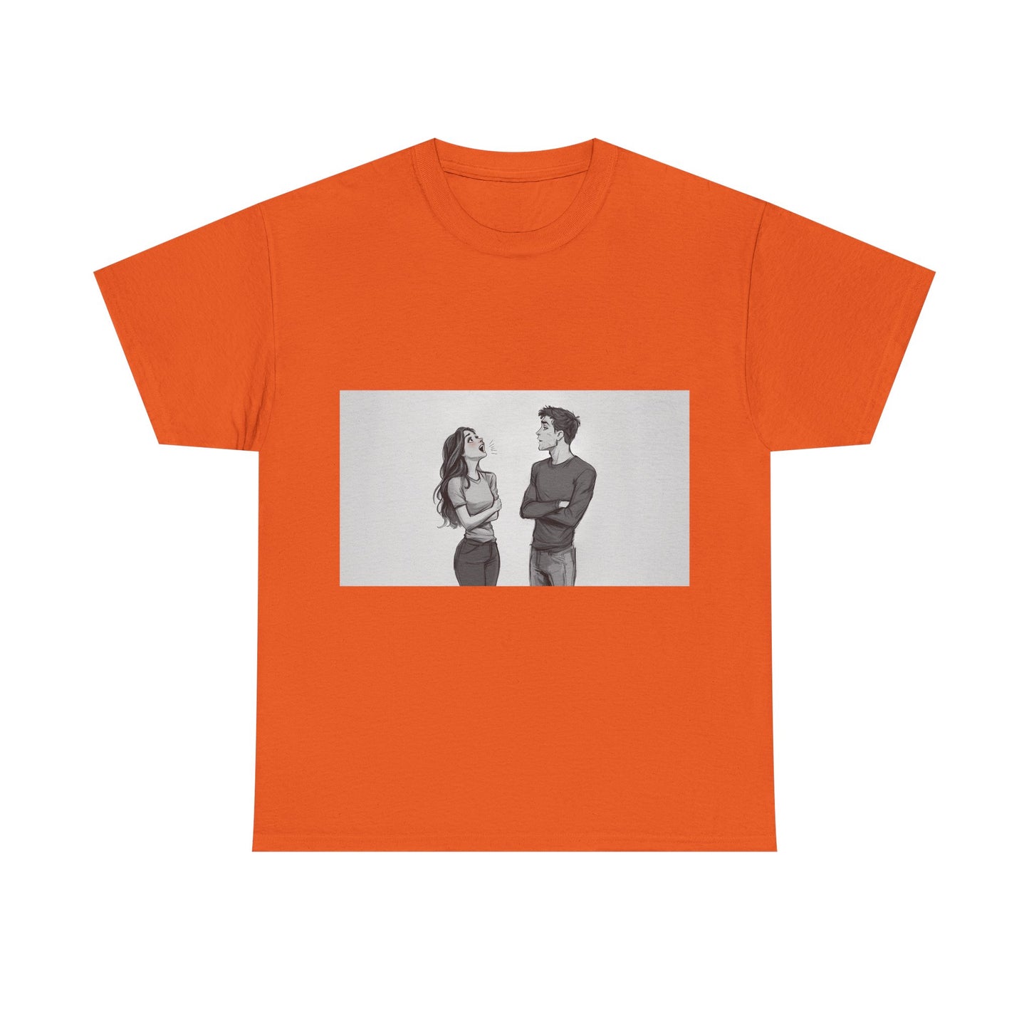 Couple Standoff Graphic Tee — Minimal Black & White Romantic Illustration