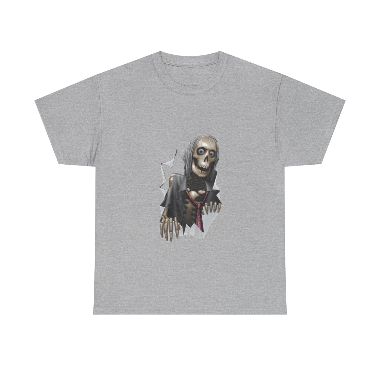 Skeleton Peeking Tee – Creepy Skull Graphic Halloween Shirt