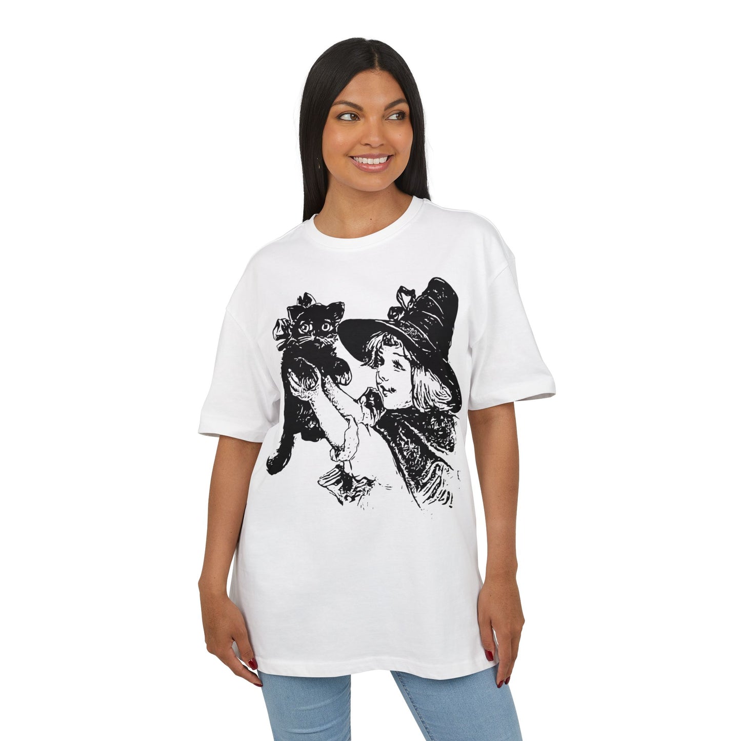 Witch Girl & Cat Illustration Tee