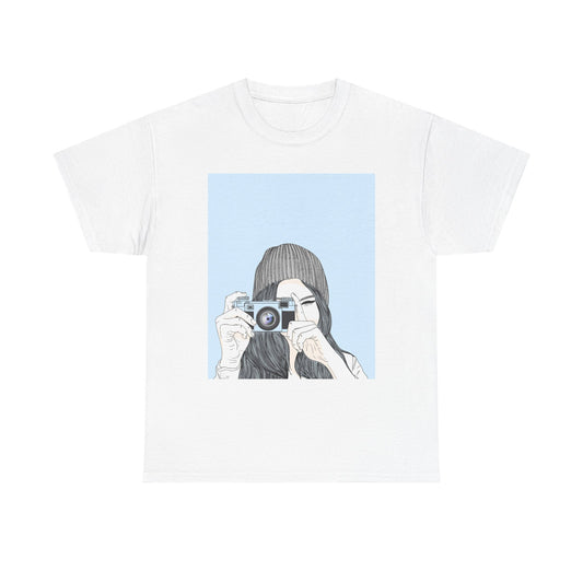 Fotografie Meisje Grafisch T-Shirt — Retro Camera Illustratie