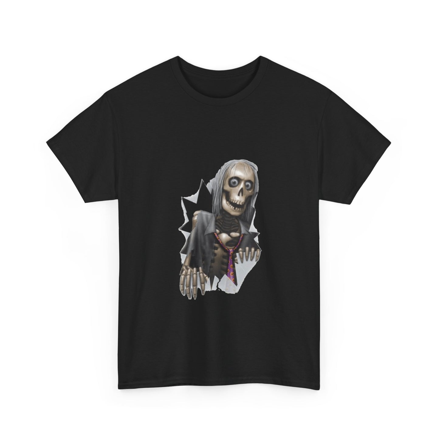 Skeleton Peeking Tee – Creepy Skull Graphic Halloween Shirt
