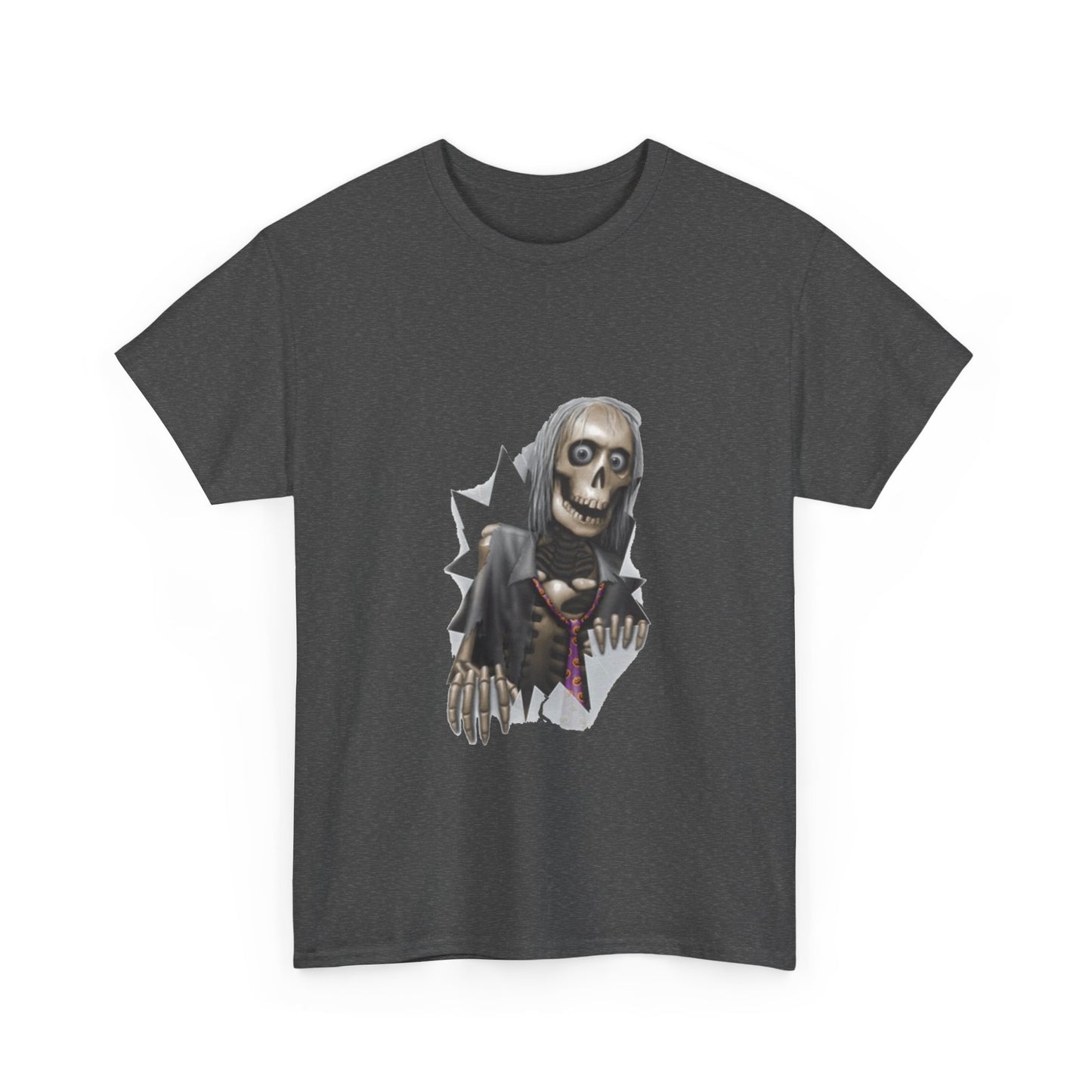 Skeleton Peeking Tee – Creepy Skull Graphic Halloween Shirt
