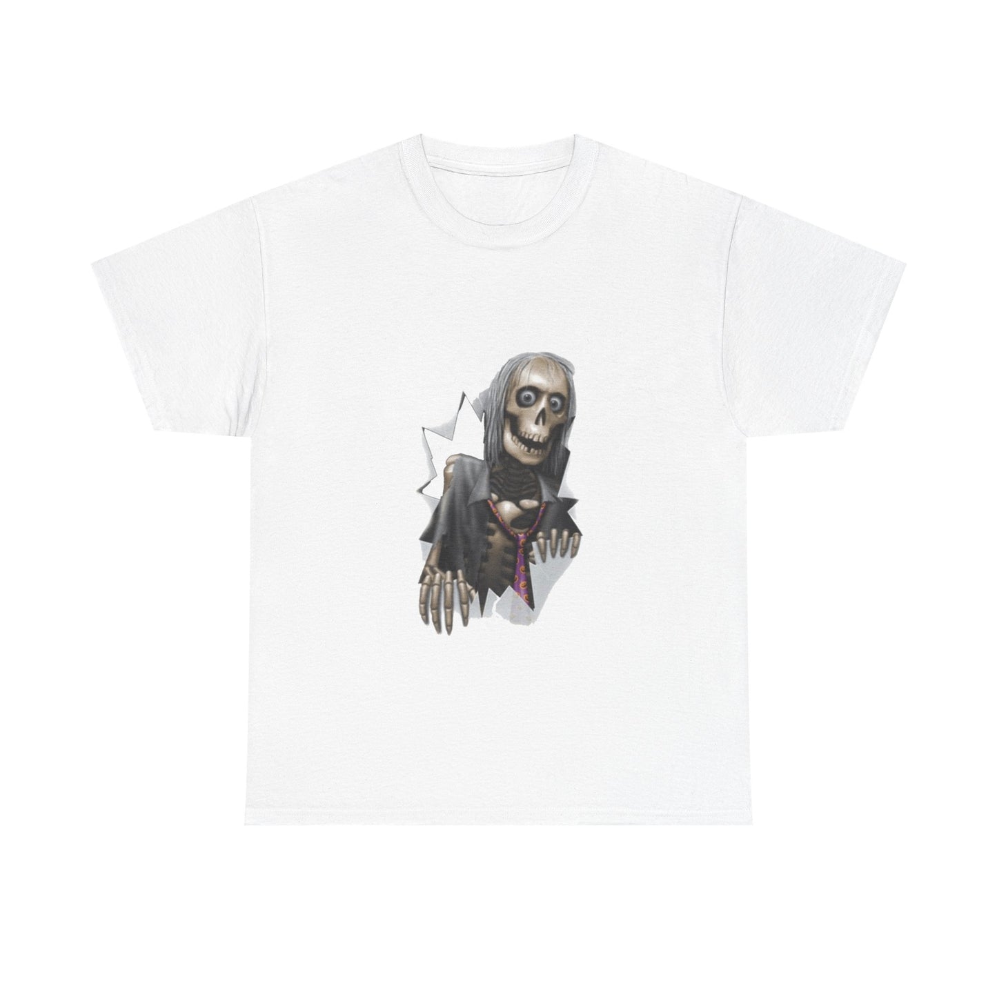 Skeleton Peeking Tee – Creepy Skull Graphic Halloween Shirt