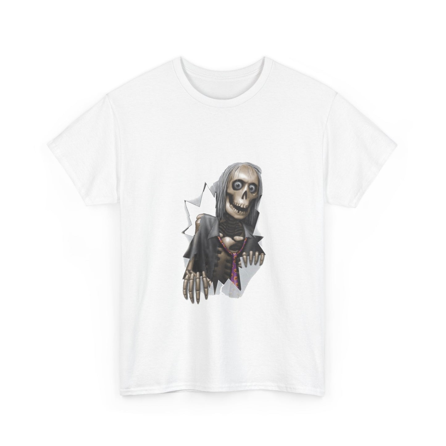 Skeleton Peeking Tee – Creepy Skull Graphic Halloween Shirt