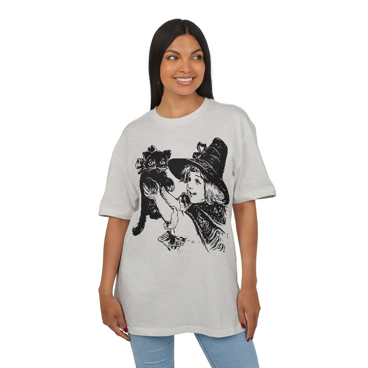 Witch Girl & Cat Illustration Tee