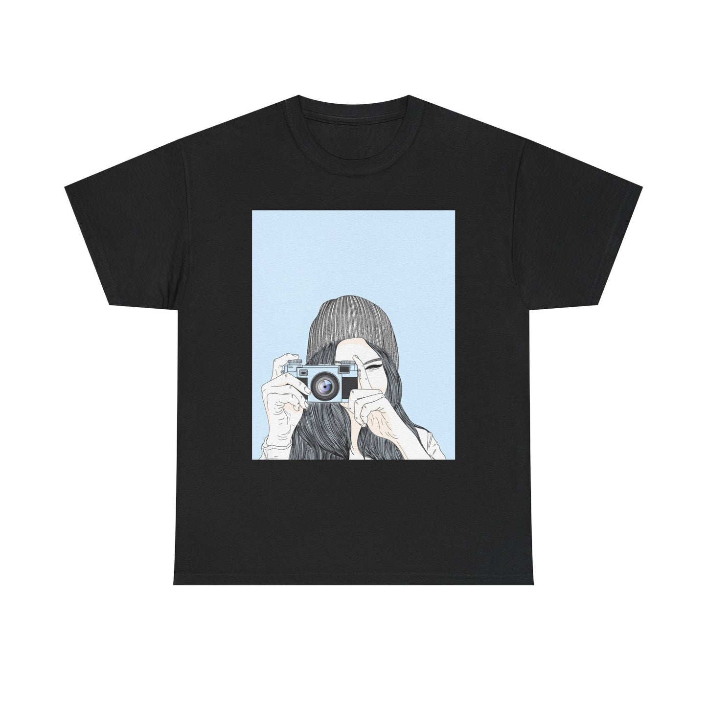 Fotografie Meisje Grafisch T-Shirt — Retro Camera Illustratie