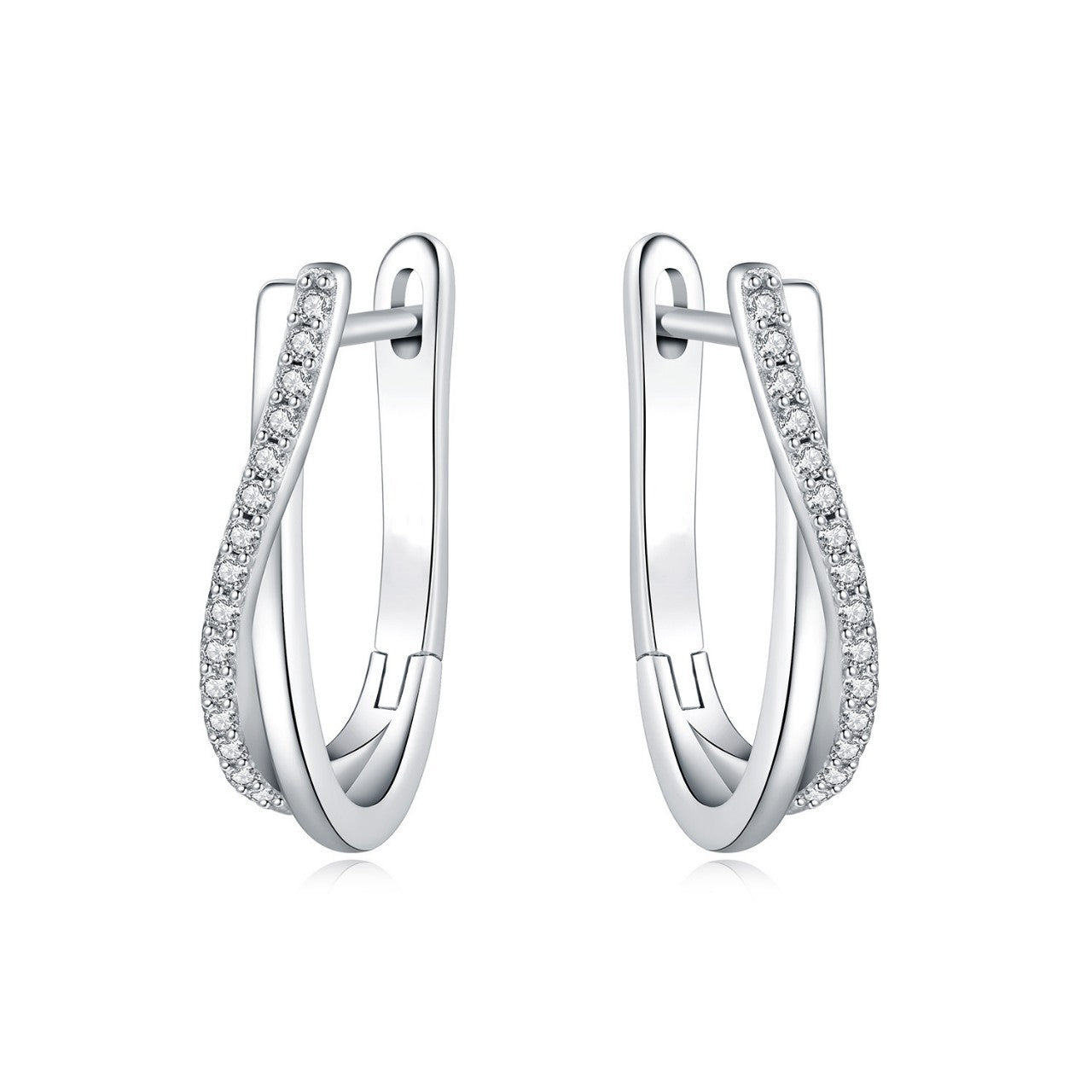 Stone-inlaid Twisted-line Hoop Earrings A Niche Style