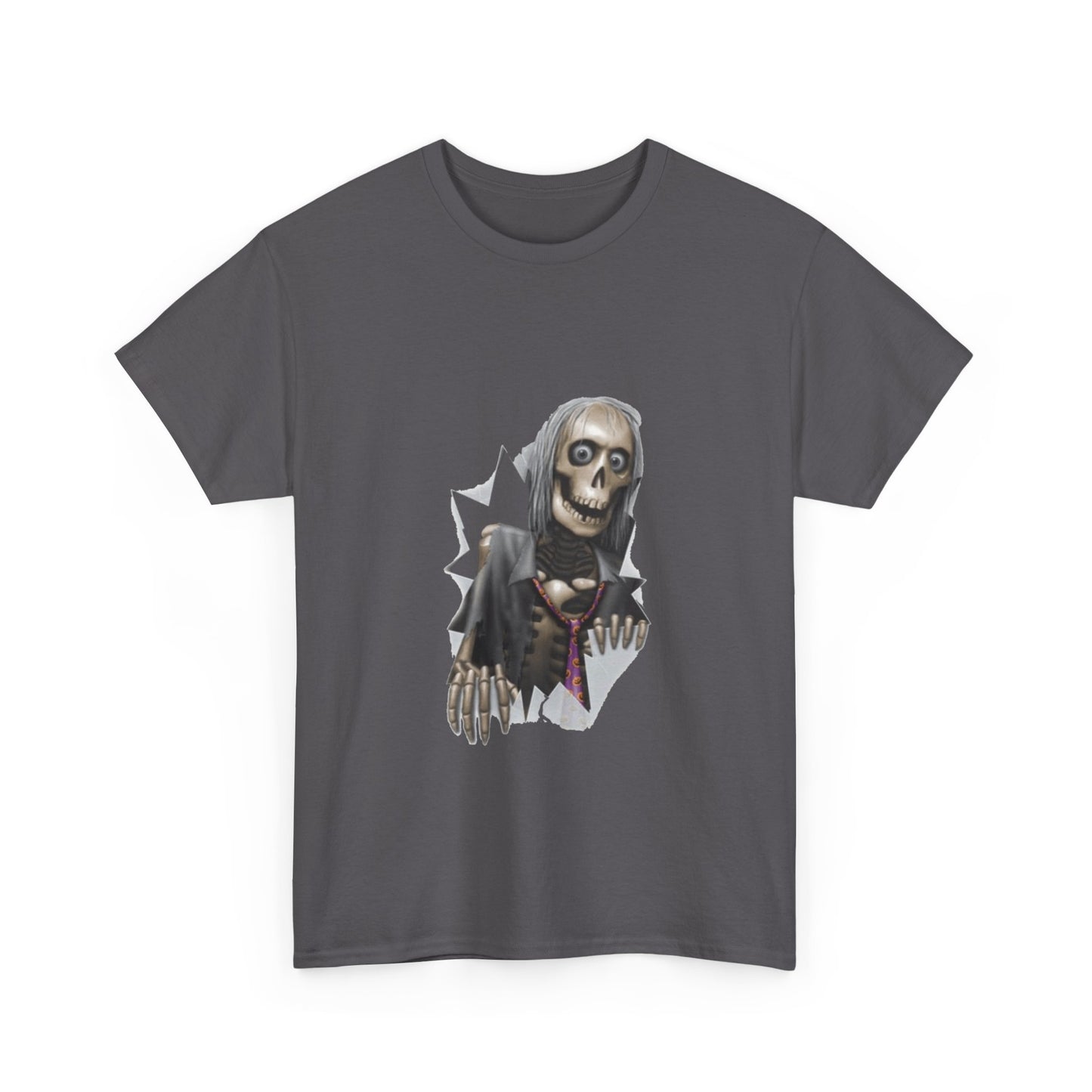 Skeleton Peeking Tee – Creepy Skull Graphic Halloween Shirt
