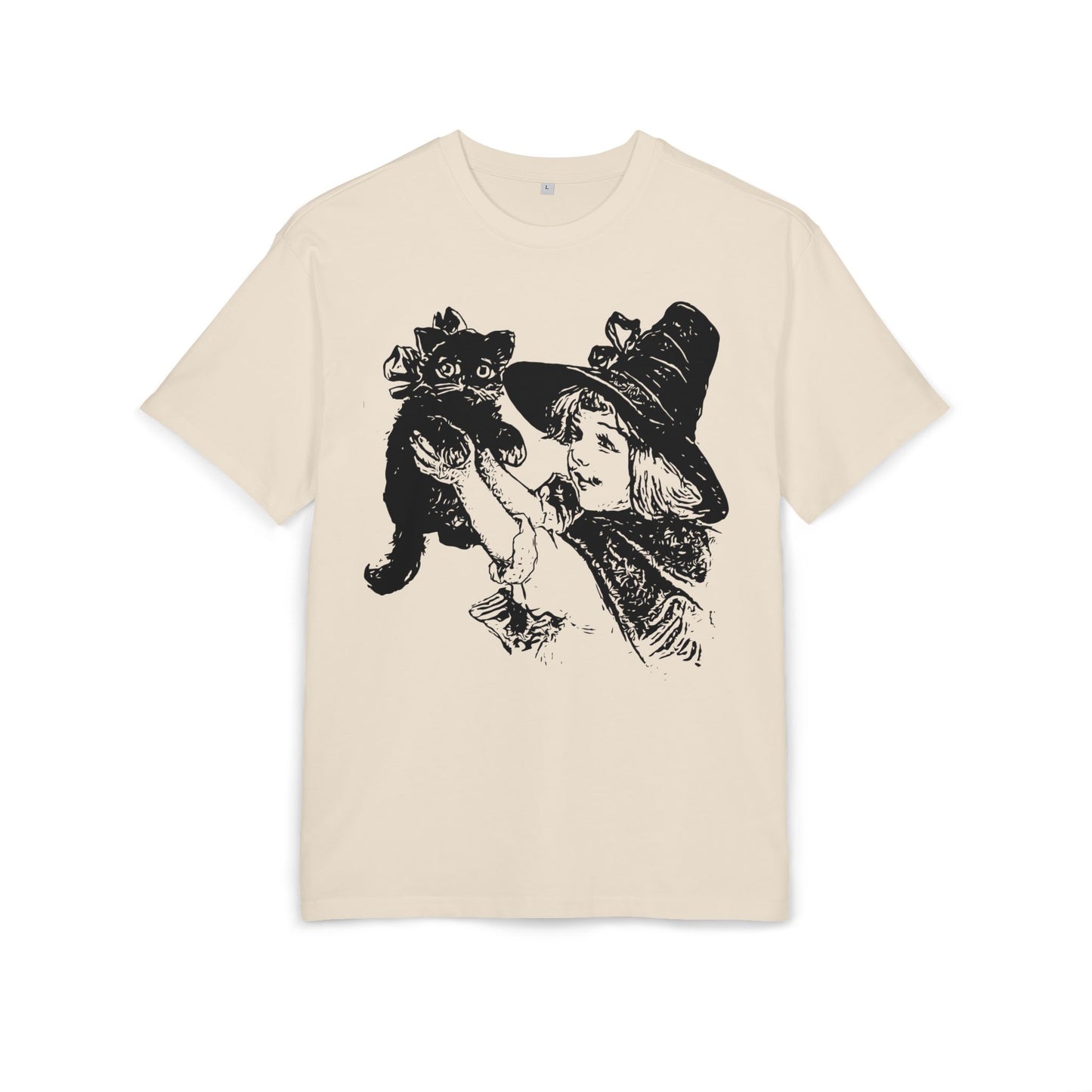 Witch Girl & Cat Illustration Tee