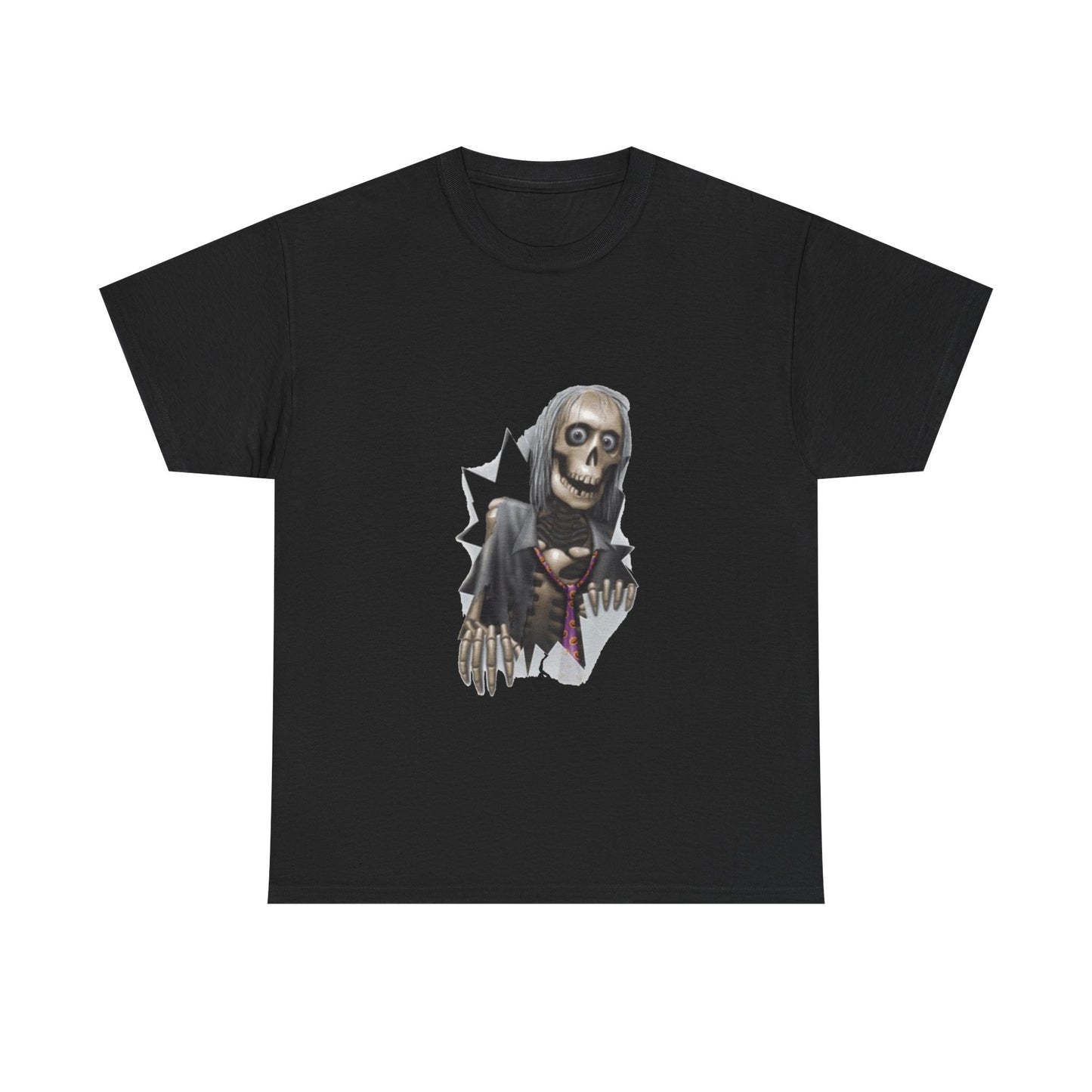 Skeleton Peeking Tee – Creepy Skull Graphic Halloween Shirt