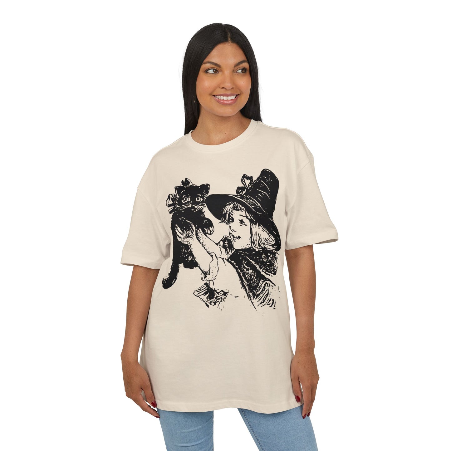 Witch Girl & Cat Illustration Tee