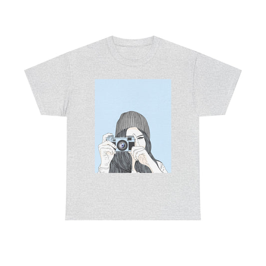 Fotografie Meisje Grafisch T-Shirt — Retro Camera Illustratie