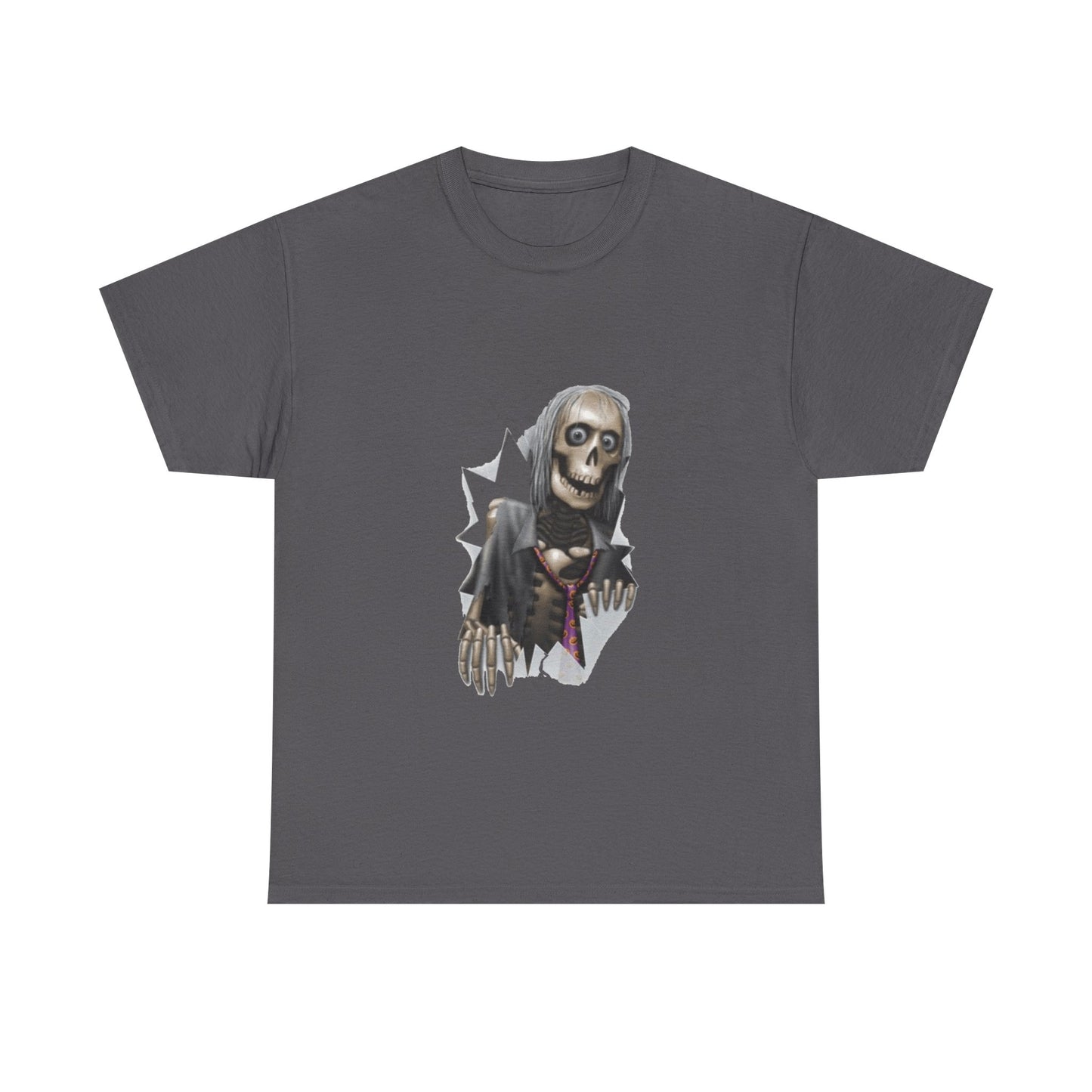 Skeleton Peeking Tee – Creepy Skull Graphic Halloween Shirt