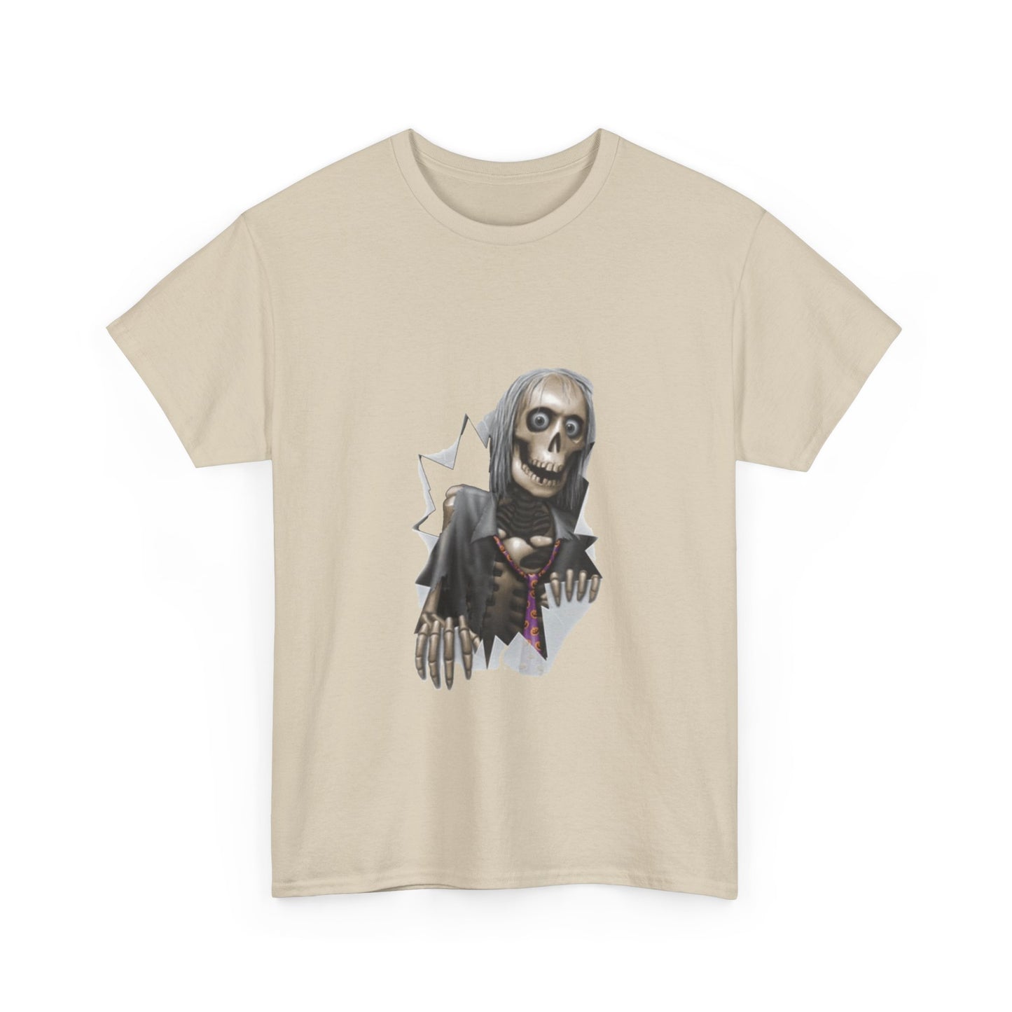 Skeleton Peeking Tee – Creepy Skull Graphic Halloween Shirt