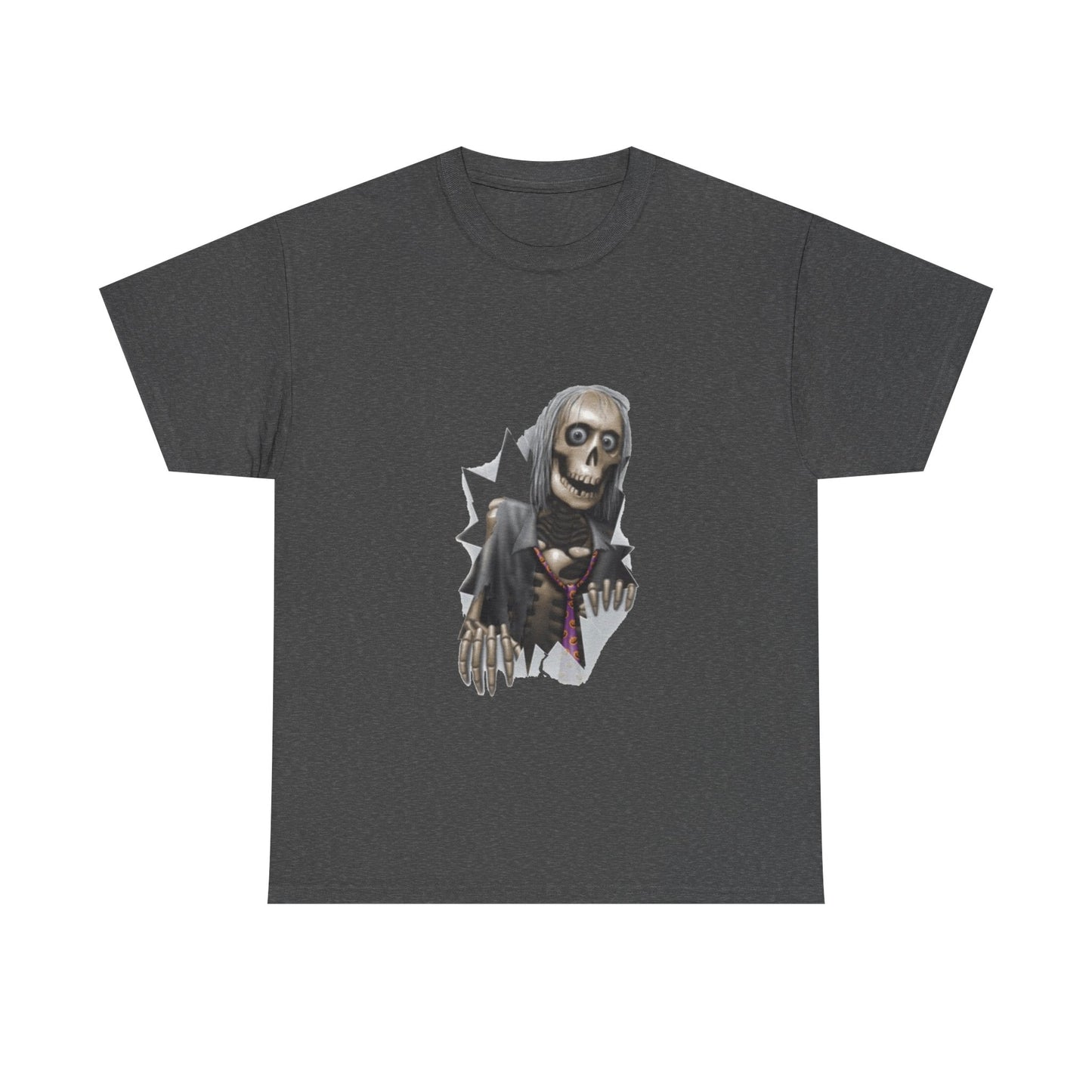 Skeleton Peeking Tee – Creepy Skull Graphic Halloween Shirt