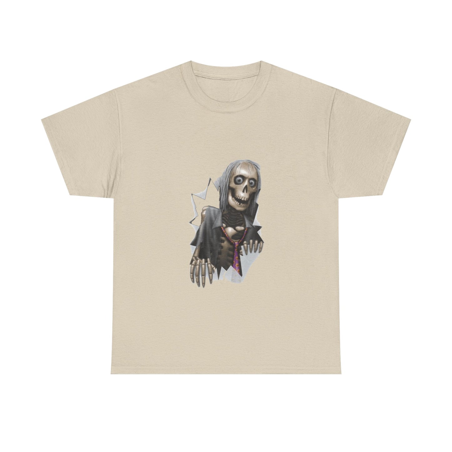 Skeleton Peeking Tee – Creepy Skull Graphic Halloween Shirt