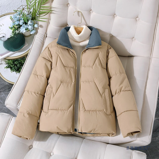 Womens Versatile Cropped Cotton-padded Jacket