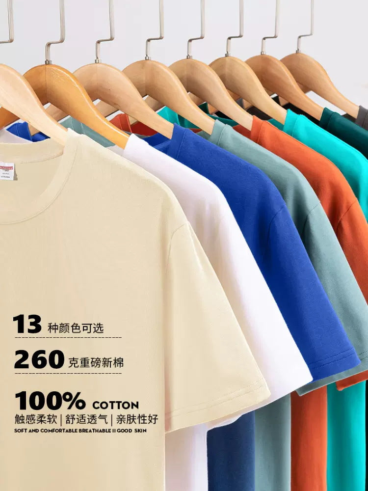 Cotton T-shirts, custom overalls, round neck advertising shirts, heavyweight, short-sleeved printed logos, class uniforms, cultural shirts, printed word wholesale