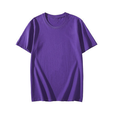 180g 24 Count Cotton Solid Color Crew Neck Men's Short Sleeve T-Shirt Wholesale Blank Shirt Advertising DIY Printing Logo