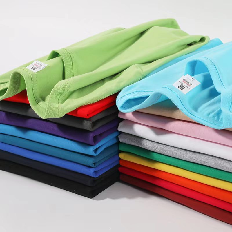 180g 24 Count Cotton Solid Color Crew Neck Men's Short Sleeve T-Shirt Wholesale Blank Shirt Advertising DIY Printing Logo