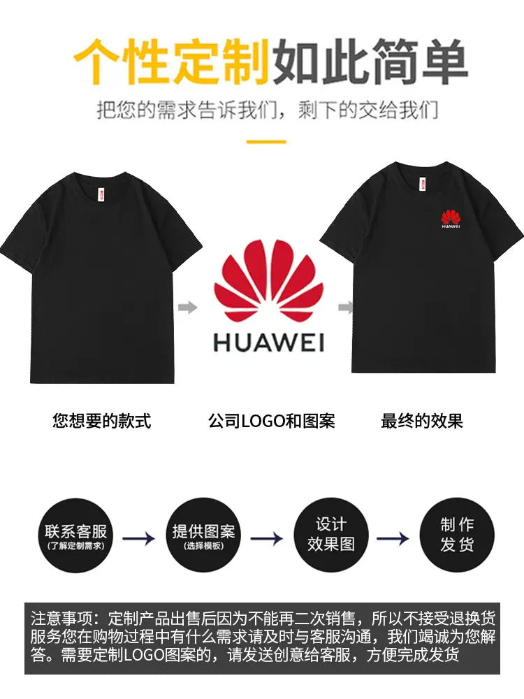 Cotton T-shirts, custom overalls, round neck advertising shirts, heavyweight, short-sleeved printed logos, class uniforms, cultural shirts, printed word wholesale