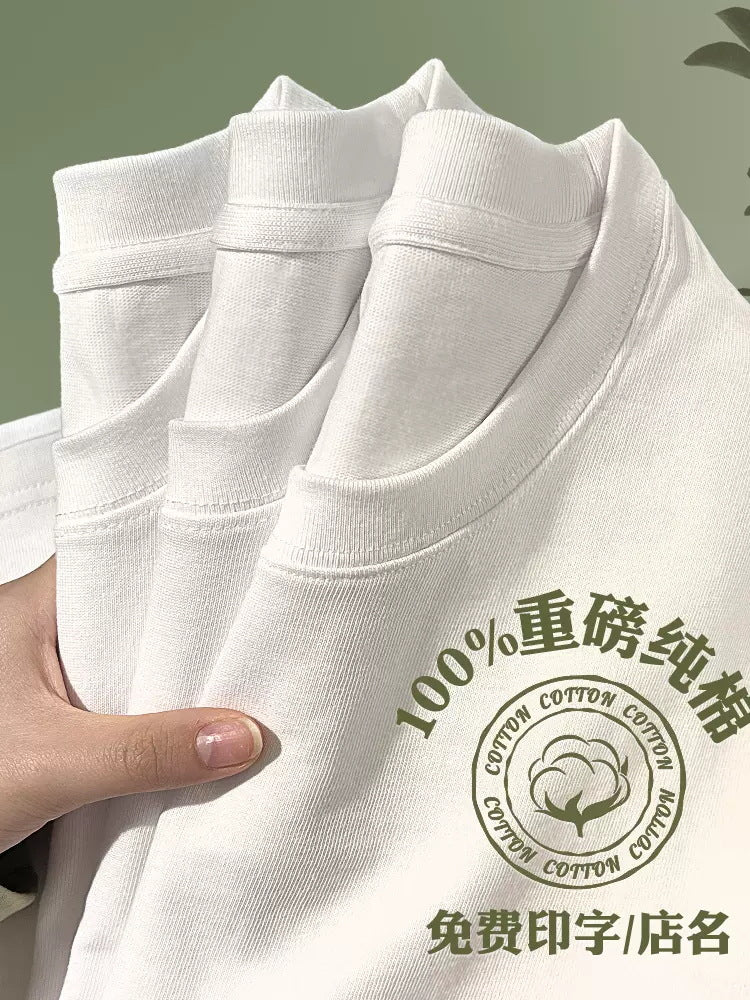 Cotton T-shirts, custom overalls, round neck advertising shirts, heavyweight, short-sleeved printed logos, class uniforms, cultural shirts, printed word wholesale