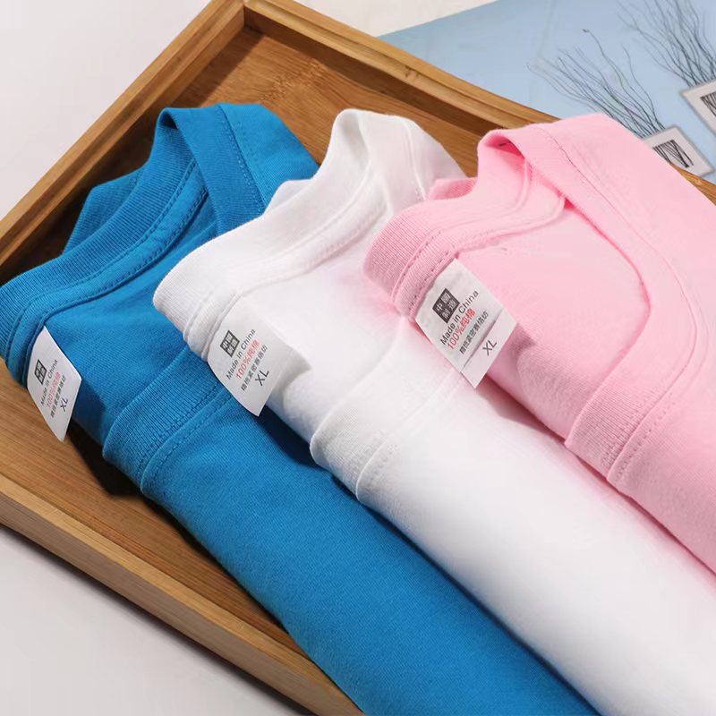 180g 24 Count Cotton Solid Color Crew Neck Men's Short Sleeve T-Shirt Wholesale Blank Shirt Advertising DIY Printing Logo
