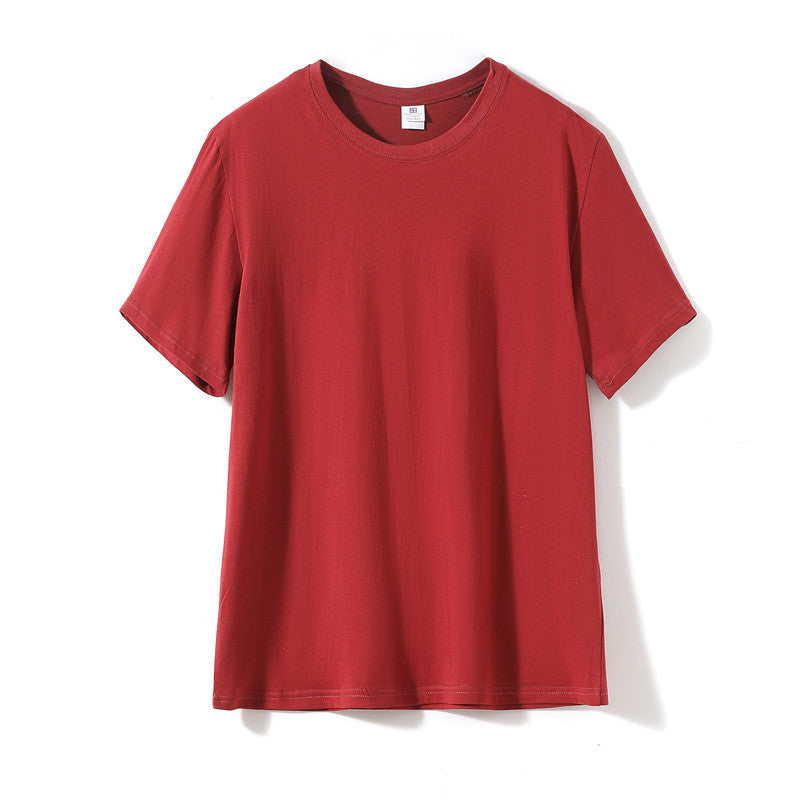 180g 24 Count Cotton Solid Color Crew Neck Men's Short Sleeve T-Shirt Wholesale Blank Shirt Advertising DIY Printing Logo