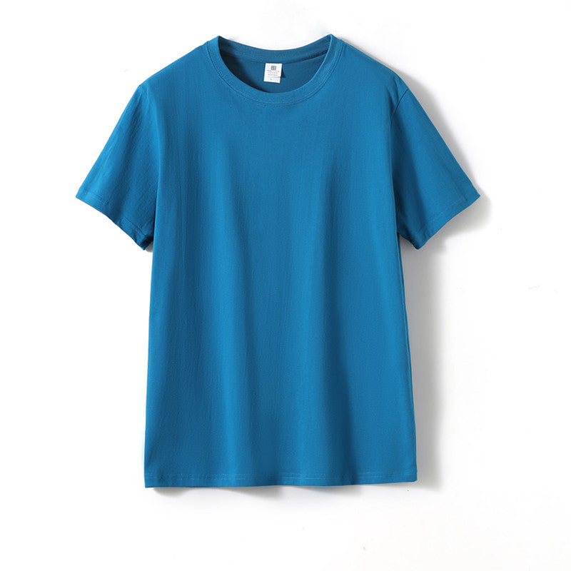 180g 24 Count Cotton Solid Color Crew Neck Men's Short Sleeve T-Shirt Wholesale Blank Shirt Advertising DIY Printing Logo